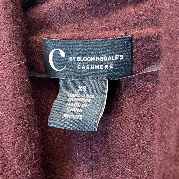 C BY BLOOMINGDALES Cashmere Women's Dark Raisin Open-Front Cardigan SZ XS - Picture 7 of 8